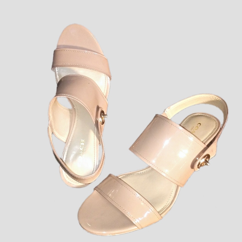 Coach tan open toe heels - Picture 2 of 4